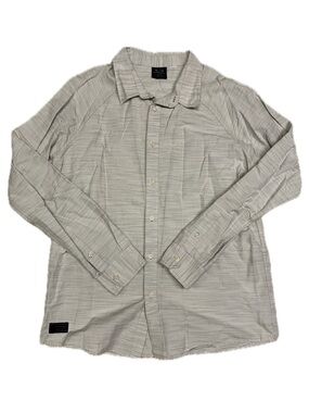 Oakley 100% Cotton Gray Striped Collar Shirt, size large
